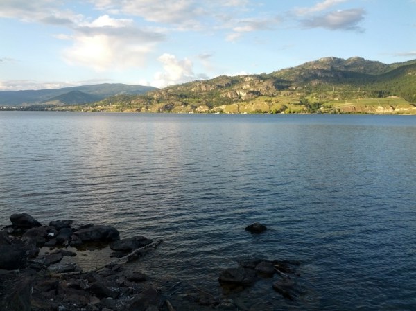 Almost home--evening sun along Skaha Lake