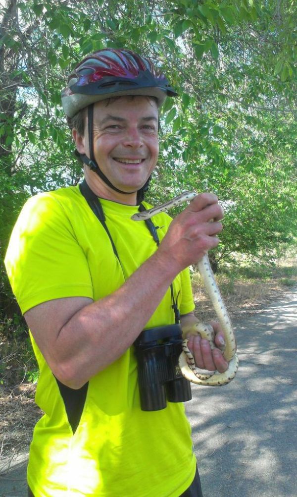 The highlight of John's day was finding this gopher snake along the Okanagan River